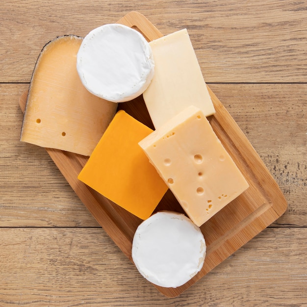 Premium Photo | Top view cheese arrangement