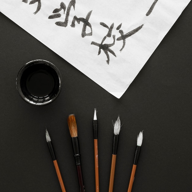 Free Photo | Top view of chinese ink concept