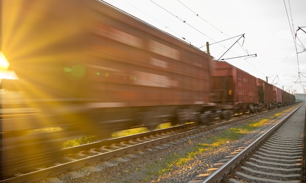 Premium Photo | Top View Of Freight Train, Motion Blur.