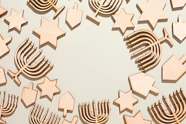 Top view hanukkah concept with copy space Free Photo