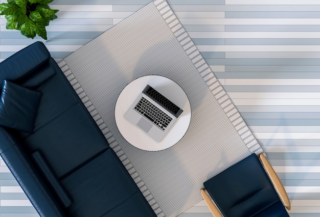 Premium Photo | Top view of interior modern living room. 3d render