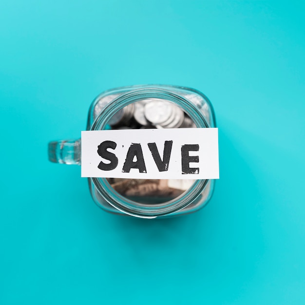 Free Photo | Top view jar for savings