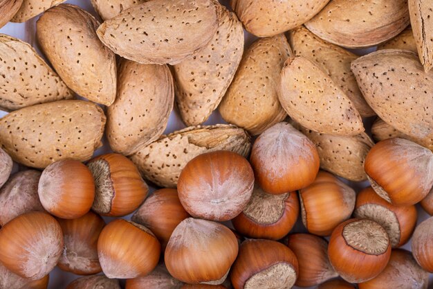 free-photo-top-view-of-mixed-nuts-in-shell-hazelnuts-and-almond-on