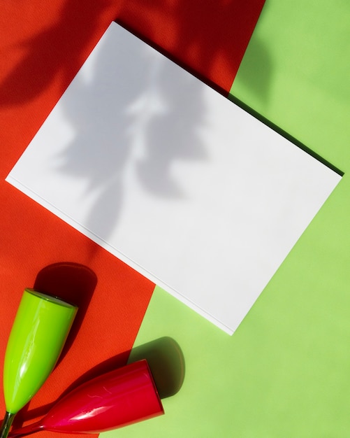 Top view mock-up magazine with colourful background Free Photo
