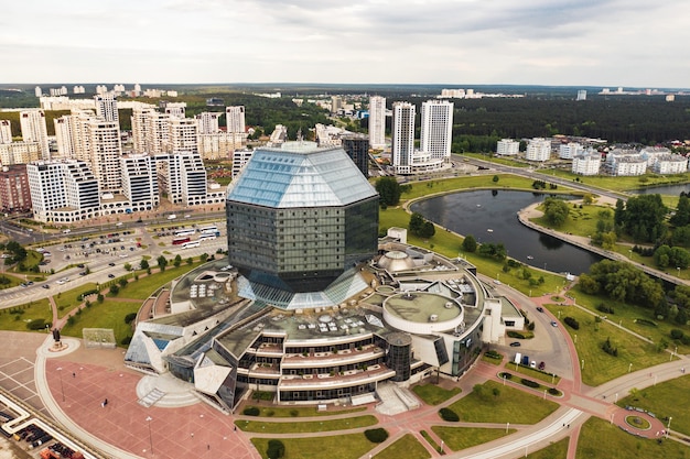 Premium Photo | Top view of the national library in minskthe capital of ...