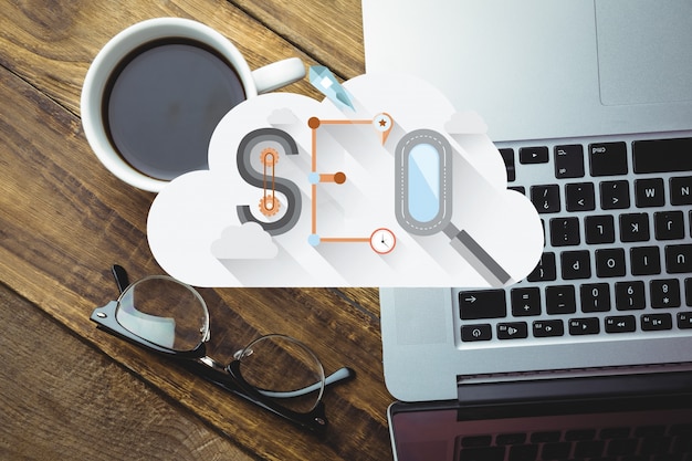 Top view of cloud with the word seo Free Photo