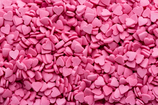 ハート型のピンクのお菓子のトップビュー 無料の写真
