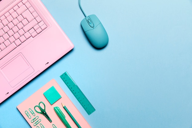 Top view of pink keyboard with copyspace Free Photo