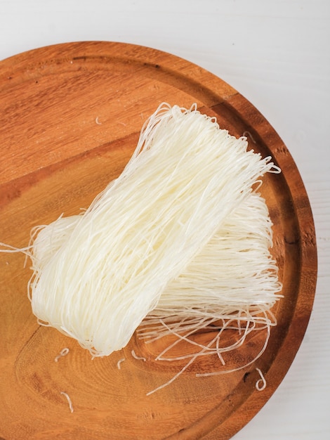 Premium Photo Top View Raw Rice Noodles Raw Vermicelli Noodles In