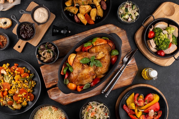 Free Photo | Top view table full of delicious food composition