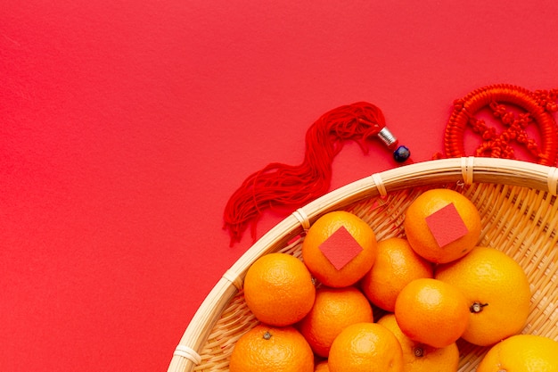 Free Photo Top View Of Tangerines Chinese New Year