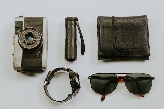 Premium Photo | Top view of traveler's accessories, flat lay ...
