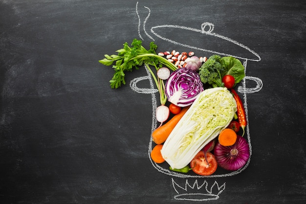 Top view vegan arrangement with copy space Free Photo