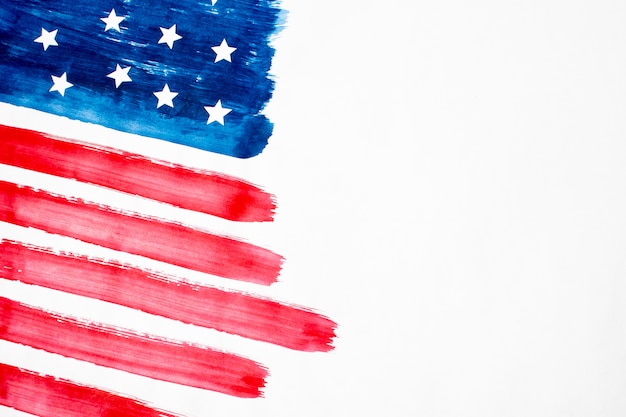 コピースペースを持つ平面図水彩アメリカ国旗 無料の写真