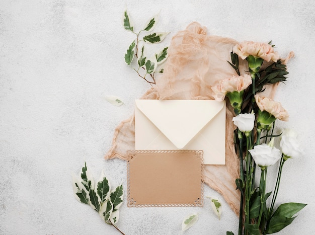 Free Photo | Top view wedding flowers on the table