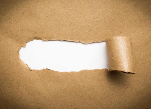 Premium Photo | Torn brown paper with blank white space.