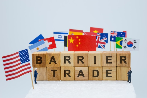 Premium Photo | Trade Barrier Wording With Usa China And Multi ...