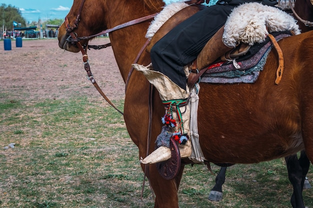 Premium Photo | Traditional argentine gaucho boots in patagonia.