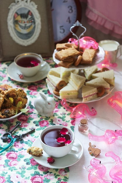 Premium Photo Traditional English Tea Party In A Fabulous Decoration Rustic Style