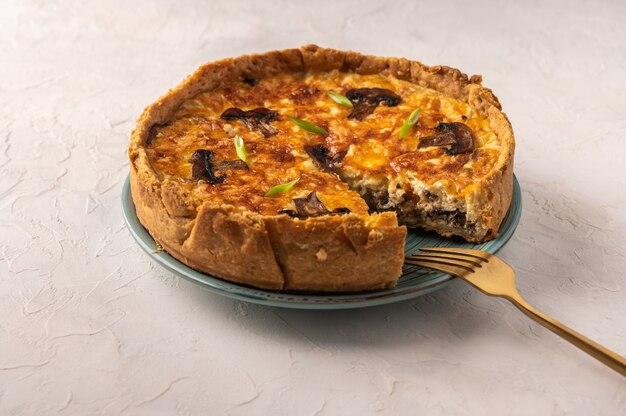 premium-photo-traditional-french-pie-quiche-with-mushrooms-and-cheese