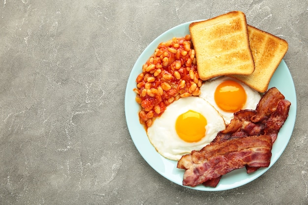 Premium Photo Traditional Full English Breakfast Fried Eggs Beans