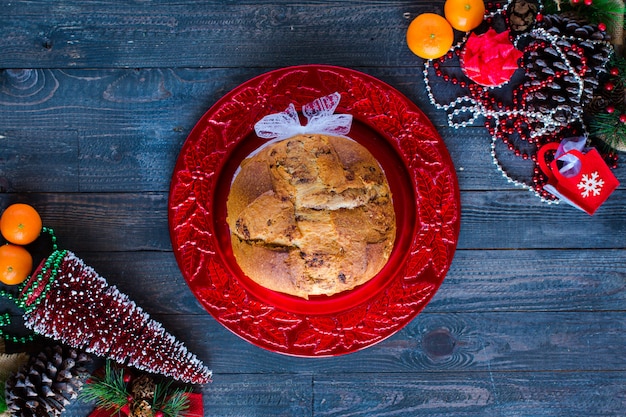 Traditional Italian Christmas Cake With Chocolate And Various Xmas