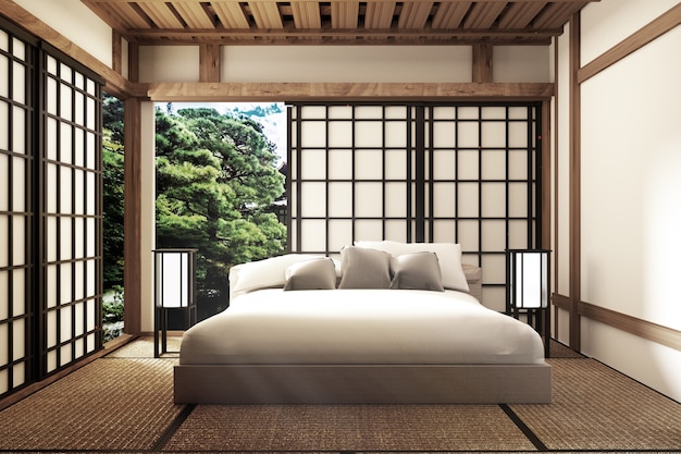 Traditional japanese style bedroom | Premium Photo