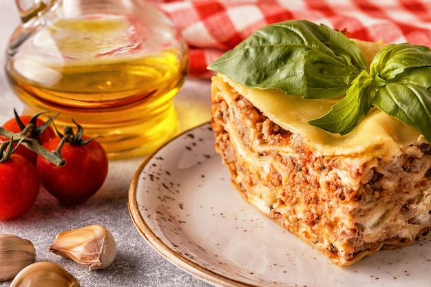 Premium Photo | Traditional Lasagna Made With Minced Beef Bolognese Sauce