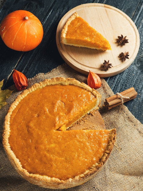 Traditional Pumpkin Pie For Thanksgiving.