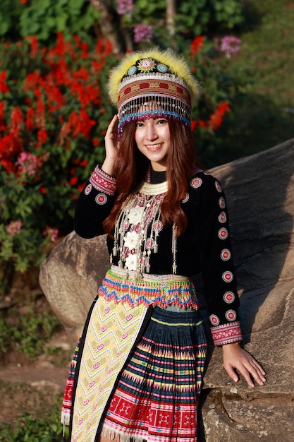 Premium Photo | Traditionally dressed mhong hill tribe woman in the garden