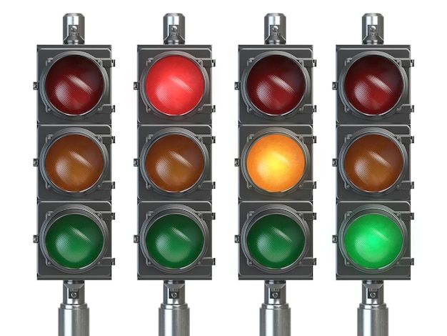 Premium Photo | Traffic lights isolated on white background. 3d ...