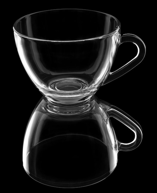 Premium Photo | Transparent cup with reflection isolated on black