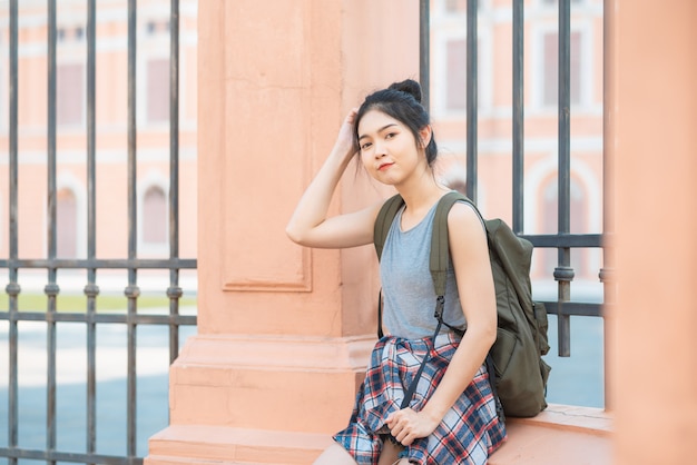 Traveler asian woman traveling and walking in bangkok, thailand Free Photo