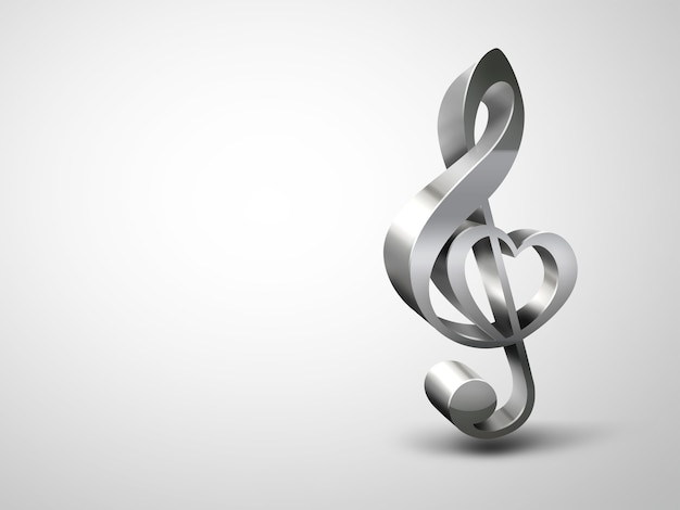 Premium Photo | Treble clef with the shape of a heart on a light background