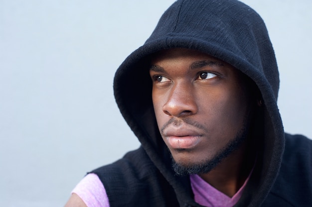 Trendy young african american man with hooded sweatshirt Photo ...