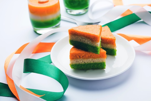 Premium Photo Tri Coloured Or Tiranga Cake For Independence Or