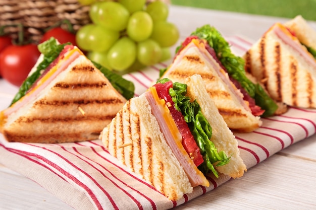 Triangles sandwiches with cheese and ham Photo  Free Download
