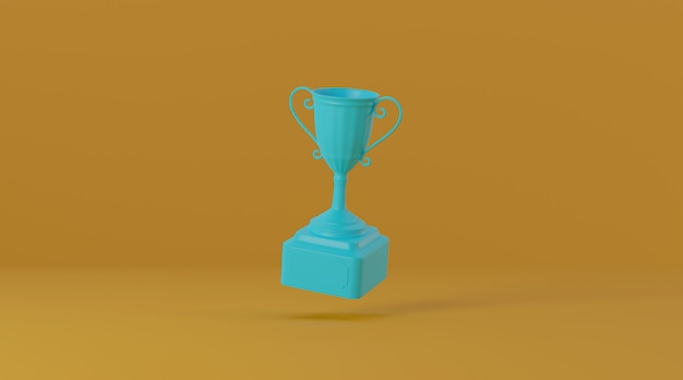 Premium Photo | Trophy award on yellow background.