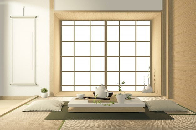 Premium Photo Tropical Interior Design With Sofa For Living Room Japanese Style 3d Rendering