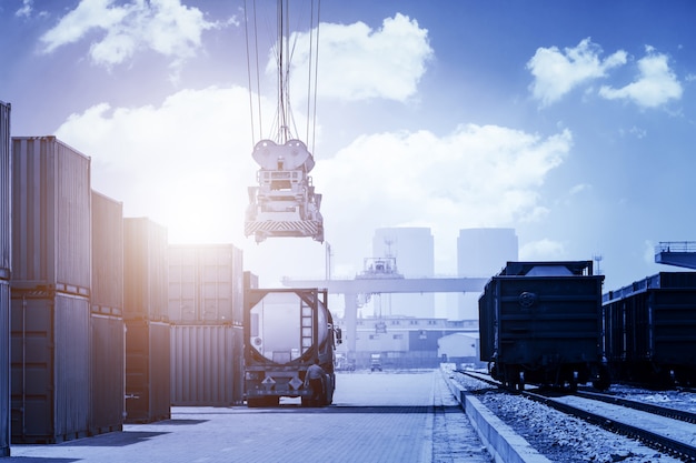 Truck in the loading port  Photo | Free Download