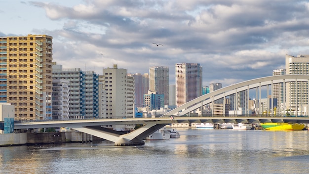 Premium Photo | Tsukiji bridge for crossing sumida river in the morning ...