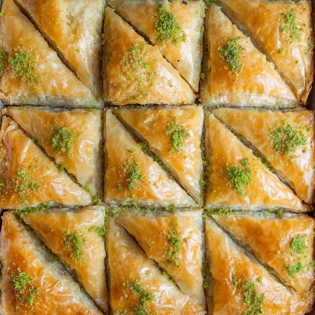 Free Photo | Turkish baklava dessert made of thin pastry, nuts and honey