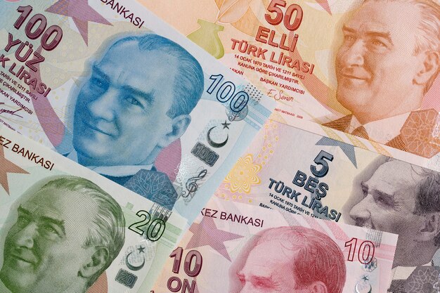 Premium Photo | Turkish money, a background