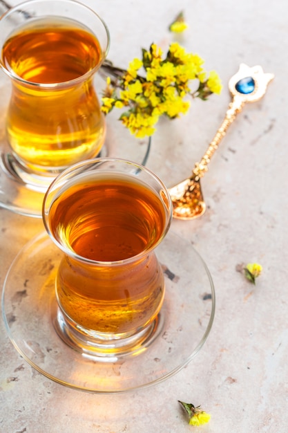Premium Photo | Turkish tea in traditional glass