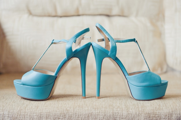 The turquoise bridesmaid bridal a shoes Premium Photo