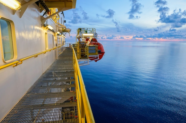 Twilight Sky View From Offshore Drilling Rig With Orange