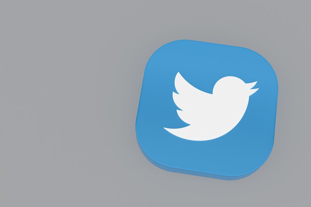 Premium Photo | Twitter application logo 3d rendering on gray background