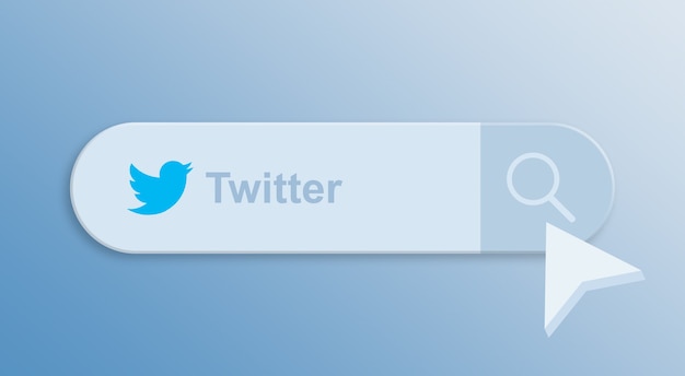 Premium Photo | Twitter on the search bar with mouse cursor 3d