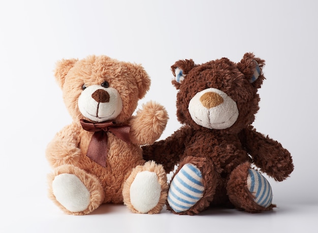 Premium Photo Two Brown Teddy Bears Sitting 5494