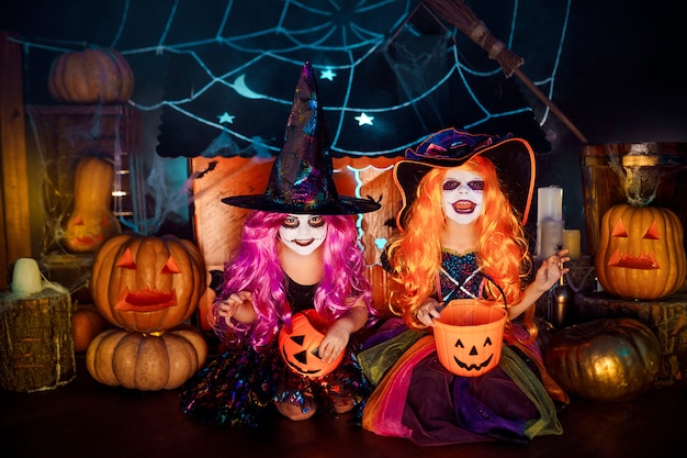 Spooky Halloween theme decoration ideas with pumpkin, scary dolls, and spider web